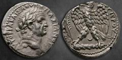 Roman Provincial Seleucis and Pieria. Antioch. Vespasian AD 69-79. Dated "New Holy Year" 2 (AD 69/70). Tetradrachm AR 26 mm, 15,24 g AYTO KPA KAICA OYЄCΠACIANOY, laureate head right / ETOYC NЄOY IЄPOY