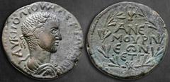 Roman Provincial Cilicia. Anemurion. Valerian I AD 253-260. Year 3 = 255/6 AD Bronze Æ 28 mm, 11,08 g ΑΥ Κ ΠΟ ΛΙ ΟΥΑΛΕΡΙΑΝΟΝ, draped, cuirassed and laureate bust right / ΑΝΕΜΟΥΡΙΕωΝ / ΕΤ Γ, inscriptio