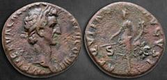 Roman Imperial Nerva AD 96-98. Rome As Æ 25 mm, 11,50 g IMP NERVA CAES AVG P M TR P II COS III P P, laureate head of Nerva to right / AEQVITAS AVGVST / S - C, Aequitas standing front, head to left, ho