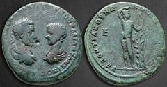 Roman Provincial Moesia Inferior. Marcianopolis. Macrinus and Diadumenian AD 217-218. Pontianus, legatus consularis. Pentassarion (5 Assaria) Æ 28 mm, 12,69 g Confronted busts of Macrinus, laureate, d