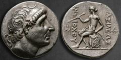 Greek Seleukid Kingdom. Seleukeia on Tigris. Antiochos II Theos 261-246 BC. Tetradrachm AR 28 mm, 16,31 g Diademed head of Antiochos I right / ΒΑΣΙΛΕΩΣ ΑΝΤΙΟΧΟΥ, Apollo Delphios seated to left on omph