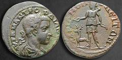 Roman Provincial Thrace. Hadrianopolis. Gordian III AD 238-244. Bronze Æ 25 mm, 9,45 g AVT K M ANT ΓOPΔIANOC AVΓ, laureate, draped and cuirassed bust right / AΔPIANOΠOΛEITΩN, Artemis standing left, ho
