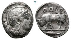 Greek Lucania. Thourioi circa 443-400 BC. Triobol AR 10 mm, 0,70 g Very Fine