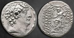 Greek Seleukid Kingdom. Antioch on the Orontes. Philip I Philadelphos 95-75 BC. Tetradrachm AR 27 mm, 15,49 g Diademed head right; filleted border around / ΒΑΣΙΛΕΩΣ ΦΙΛΙΠΠΟΥ ΕΠΙΦΑΝΟΥΣ ΦΙΛΑΔΕΛΦΟΥ, Zeus