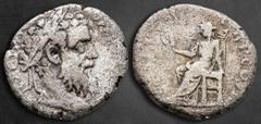 Roman Imperial Pertinax AD 193-193. Rome Denarius AR 17 mm, 1,66 g IMP CAES P HELV PERTIN AVG, laureate head right / OPI DIVIN TR P COS II, Ops seated left on throne, holding grain ears. Fine RIC 8a. 
