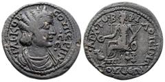 Roman Provincial Phrygia. Ipsos - Iulia. Cornelia Supera AD 253. Philoteimos, archon for the second time Bronze Æ 27 mm, 10,76 g •ΓΑΙ•ΚΟΡ•ϹΟΥΠЄΡΗΝ •ϹЄ•, diademed and draped bust of Cornelia Supera to 