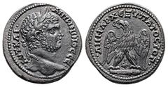 Roman Provincial Phoenicia. Tyre. Caracalla AD 198-217. Billon-Tetradrachm 27 mm, 12,88 g ΑΥΤ ΚΑΙ ΑΝΤwΝΙΝΟC CЄ, laureate head of Caracalla right / •ΔΗΜΑΡX ЄΞ ΥΠΑΤΟC ΤΟ Γ•, eagle standing facing on clu