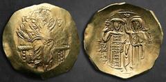 Byzantine John III Ducas (Vatatzes). Emperor of Nicaea AD 1222-1254. Magnesia Hyperpyron AV 27 mm, 4,36 g Christ, nimbate, seated facing on throne, wearing tunic and pallium, raising His right hand in