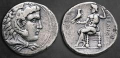 Greek Ptolemaic Kingdom of Egypt. Byblos. Ptolemy I Soter 305-282 BC. In the name and types of Alexander III of Macedon Tetradrachm AR 27 mm, 16,75 g Head of Herakles to right, wearing lion skin headd