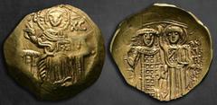 Byzantine John III Ducas (Vatatzes). Emperor of Nicaea AD 1222-1254. Magnesia Hyperpyron AV 25 mm, 4,27 g Christ, nimbate, seated facing on throne, wearing tunic and pallium, raising His right hand in