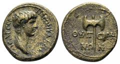 Nero. LYDIA, Thyateira. Æ. Draped bust right. / Labrys. RPC 2381. 18 mm, 3,45 g very fine.