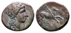 Sicily, Syracuse. Timoleon and the Third Democracy 344-317 BC. Æ Tetras. Laureate head of Apollo right / Pegasos flying right. Calciati 1; SNG Munich 1185. 16 mm, 3,23 g good very fine