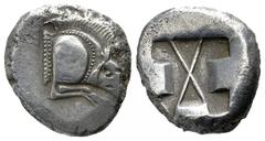 Lycia, Uncertain Dynast . Circa 520-470/60 BC. AR Stater. Forepart of boar right / Incuse square divided by large X, indentations on two sides. Falghera 2; SNG Copenhagen Supp. –; SNG von Aulock 4053-