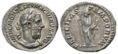 Macrinus, 217-218 Rome Denarius, AR IMP C M OPEL SEV MACRINVS AVG Laureate and cuirassed bust of Macrinus to right / FELICITAS TEMPORVM Felicitas standing left, holding long caduceus in her right hand