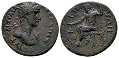 Lydia. Bageis. Hadrian AD 117-138. Bronze Æ 20mm., 5,11g. Laureate Bust right, with drapery on left shoulder / Zeus Seated left, holding thunderbolt and sceptre. very fine SNG Copenhagen -.