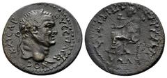 Lydia. Daldis. Vespasian AD 69-79. Bronze Æ 25mm., 5,40g. Laureate head right / Cybele seated left, holding phiale and resting arm on drum. very fine RPC II 1324.