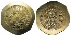 Michael VII Ducas. AD 1071-1078. Byzantine Histamenon Nomisma EL 27mm., 4,43g. IC - XC. Facing bust of Christ Pantokrator / + MIXAHΛ BACIΛЄ. Half-length facing bust of Michael, holding labarum and glo