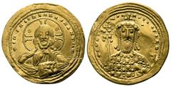Constantine VIII AD 1025-1028. Byzantine Histamenon Nomisma AV 24mm., 4,47g. + IhS XIS RЄX RЄGNANTINM, bust of Christ facing, wearing nimbus crown (ornamented with two crescents in its upper quarters)