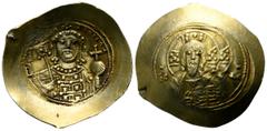 Michael VII Ducas. AD 1071-1078. Byzantine Histamenon Nomisma EL 31mm., 4,34g. bust of Christ Pantokrator. / + MIXAHΛ BACIΛЄ. Half-length facing bust of Michael, holding labarum and globus cruciger. g