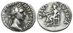 Nerva AD 96-98. Rome Denarius AR 18mm., 3,47g. IMP NERVA CAES AVGP M TR P COS II P P, laureate head of Nerva right / SALVS PVBLICA, Salus seated left, holding grain ears. very fine RSC 132; RIC 9.