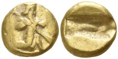 Persia. Achaemenid Empire. Time of Artaxerxes I to Xerxes II circa 455-420 BC. Daric AV 14mm., 8,26g. Persian Great King or hero in kneeling-running stance to right, holding spear and bow; quiver over