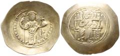 Nicephorus III Botaniates AD 1078-1081. Byzantine Histamenon Nomisma AV 30mm., 4,36g. IC-XC to left and right, Christ seated facing on throne with square back, wearing nimbus cross, holding book of Go