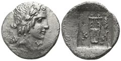 Lycia. Kragos. Lycian League circa 30-27 BC. Hemidrachm AR 16mm., 1,51g. Λ-Υ; laureate head of Apollo right / K-P, lyre; grain ear right. very fine Troxell Period IV, Series 5, 106 var. (grain ear lef