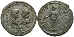 Moesia Inferior. Tomis. Gordian and Tranquillina AD 238-244. Tetrassarion AE 29mm., 16,49g. AΥT K M ANT ΓOΡΔIANOC AΥΓ CE; TΡANKΥΛ-ΛEINA in exergue; laureate, draped and cuirassed bust of Gordian right