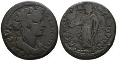 Roman Provincial Lydia. Sardeis . Pseudo-autonomous issue circa AD 100-200. Bronze Æ 25mm., 9,53g. IEPA CVNKΛHT-OC; youthful bust of Senate right / CAPΔ[IANΩN] B NEΩKOPΩN; Zeus standing left holding e