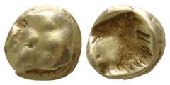 Greek Kings of Lydia. Sardeis. Time of Ardys to Alyattes circa 630-535 BC. 1/24 Stater EL 5mm., 0,57g. Paw of lion / Incuse square punch. nearly very fine Karwiese Series I, Type 4; SNG Kayhan I 1017.