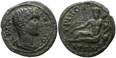 Roman Provincial Lydia. Tripolis. Semi-autonomous issue circa AD 193-268. Bronze Æ 31mm., 13,74g. IEΡA CV-NKΛHTOC; bare-headed, draped bust of the Senate right / TΡIΠOΛ-E-ITΩN; river-god Maeander recl