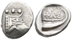Greek Lycia. Phaselis circa 500-440 BC. 1/3 Stater AR 15mm., 3,37g. Prow of galley right / Stern of galley right within incuse square. very fine Heipp-Tamer Series 4, Emission 2, 60; SNG Berry 1199.