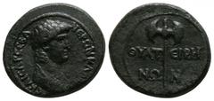 Roman Provincial Lydia. Thyateira . Nero AD 54-68. Bronze Æ 17mm., 3,72g. NEPΩΝ ΚΛΑΥΔΙΟC KAICAP CEBA, bare head right / ΘΥΑΤΕΙΡΗΝΩΝ, labrys. very fine RPC 2382.