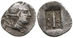 Greek Lycia. Masikytes. Lycian League circa 48-23 BC. 1/4 Drachm AR 12mm., 0,70g. Head of Artemis right / Λ−Υ M-A, quiver, torch to left. very fine Troxel 132.
