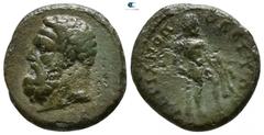 Roman Provincial Lydia. Sala (as Domitianopolis). Domitian AD 81-96. Bronze Æ 16mm., 2,58g. Bearded head of Herakles to left / ΔΟΜΙΤΙΑΝΟΠΟΛΕΙΤΩΝ, Herakles standing facing, head right, holding club, an