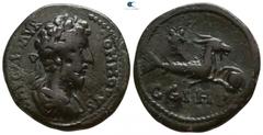 Roman Provincial Mysia. Parion. Commodus AD 180-192. Bronze Æ 24mm., 6,76g. [...] M AVR COMMODVS, laureate, draped and cuirassed bust right / C G I H P, Capricorn right, with globe between hooves and 