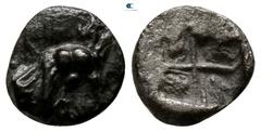 Greek Troas. Dardanos circa 500-400 BC. Obol AR 7mm., 0,66g. Head of cock right / Quadripartite incuse square. very fine BMC -; SNG von Aulock -; Klein -; SNG Kayhan -; Isegrim -; Asia Minor Coins, #1