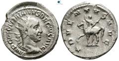 Roman Imperial Trajanus Decius AD 249-251. Rome Antoninianus AR 22mm., 4,08g. IMP C M Q TRAIANVS DECIVS AVG, radiate, draped and cuirassed bust of Trajan Decius right / ADVENTVS AVG, Trajan Decius on 