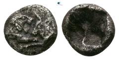 Greek Kings of Lydia. Sardeis. Kroisos 564-539 BC. 1/24 Stater AR 5mm., 0,37g. Confronted foreparts of lion and bull / Incuse punch. nearly very fine SNG Kayhan 1022; Traité I -; Klein 562.