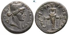 Roman Provincial Lydia. Gordos-Iulia . Pseudo-autonomous issue . Time of Marcus Aurelius AD 161-180 Bronze Æ 15mm., 3,56g. ΙΟΥΛΙΑ ΓΟΡ-ΔΟC, bust of Tyche right, wearing mural crown / ΕΠΙ CΤΡ Τ ΦΛ ΠΡΟΚΛ