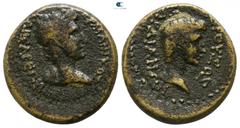 Roman Provincial Lydia. Sardeis . Germanicus, with Drusus 4 AD-BC 19. Bronze Æ 16mm., 3,26g. ΓΕΡΜΑΝΙΚΟΣ ΚΑΙΣΑΡΕΩΝ, Bare head of Germanicus right / ΔΡΟΥΣΟΣ ΣΑΡΔΙΑΝΩΝ, Bare head of Drusus right. very fi