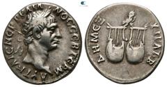 Roman Provincial Lycia. Trajan AD 98-117. Struck AD 98-99 Drachm AR 16mm., 3,21g. AYT KAIC NЄP TPAIA-NOC CЄB ΓЄPM, laureate head right / ΔHM • EΞ YΠAT • B, two lyres, above, owl standing right. very f