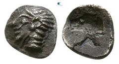 Greek Ionia. Kolophon circa 530-500 BC. Tetartemorion AR 5mm., 0,16g. Archaic head of Apollo left / Irregular incuse square punch. very fine SNG Kayhan 343; SNG Copenhagen -; SNG von Aulock 1810.