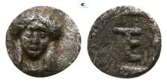 Greek Ionia. Kolophon circa 500 BC. Tetartemorion AR 4mm., 0,14g. Laureate head of Apollo facing / TE monogram within incuse square. very fine SNG Cop. 133; SNG Kayhan 356.