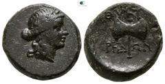 Greek Lydia. Thyateira 200-100 BC. Bronze Æ 15mm., 5,63g. Laureate head of Apollo right / ΘΥΑΤΕΙPHΝΩΝ, labrys. very fine SNG von Aulock 3199.