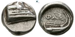 Greek Lycia. Phaselis circa 500-440 BC. 1/3 Stater AR 12mm., 3,41g. Prow of galley to right / Stern of galley right, ΦΑΣ above. very fine Cf. SNG von Aulock 4396.