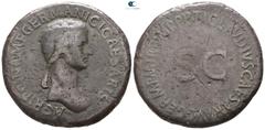 Roman Imperial Agrippina I (sister-in-law of Claudius I) AD 33. Struck circa AD 42/3. Rome Sestertius Æ 34mm., 28,17g. AGRIPPINA M F GERMANICI CAESARIS, draped bust right, with hair in long plait / TI