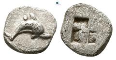 Greek Islands off Thrace. Thasos circa 435-411 BC. Tetartemorion AR 7mm., 0,19g. very fine