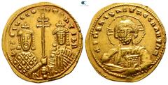 Byzantine Basil II Bulgaroktonos, with Constantine VIII AD 976-1025. Constantinople Histamenon AV 21mm., 4,31g. + bASIL C CONSTANT b R, crowned, facing busts of Basil, with short beard, wearing loros 