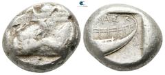 Greek Lycia. Phaselis 500-440 BC. Stater AR 18mm., 11,06g. Prow of galley left in the form of a forepart of a boar / ΦΑΣ, stern of galley right within incuse square. fine SNG von Aulock 4393.